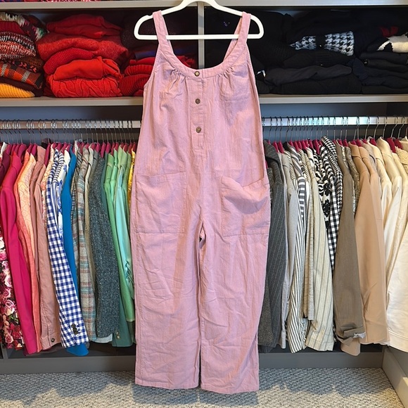 Unbranded pink 2 pocket 3 button closure overall jumpsuit size M - Picture 1 of 3